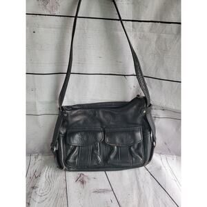 Fossil 75082 American Classic Black Pebble Leather Shoulder Bag READ
